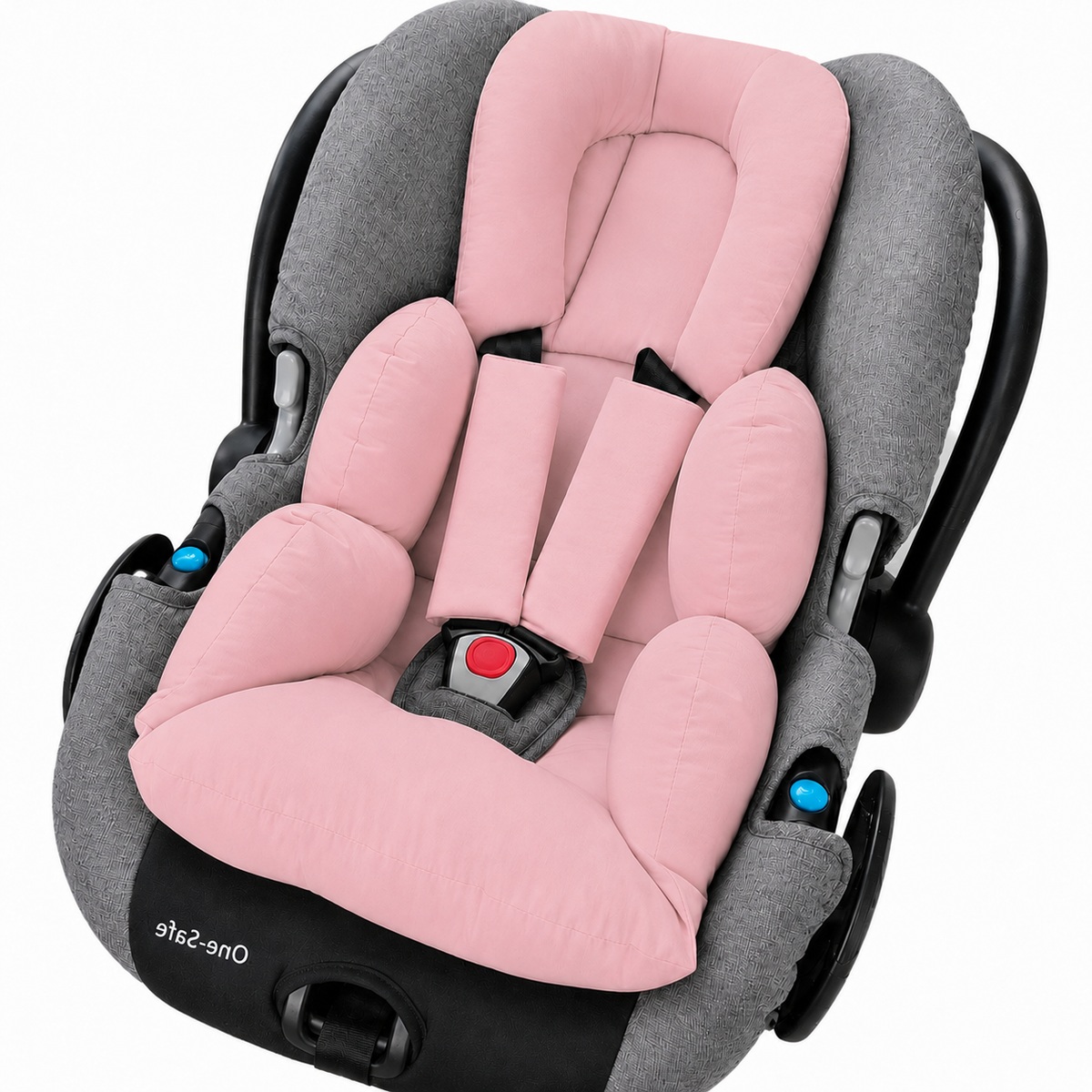 Kit Colchonetes 3 Peças para Carrinho & Bebê Conforto + Protetores de Cinto Rose