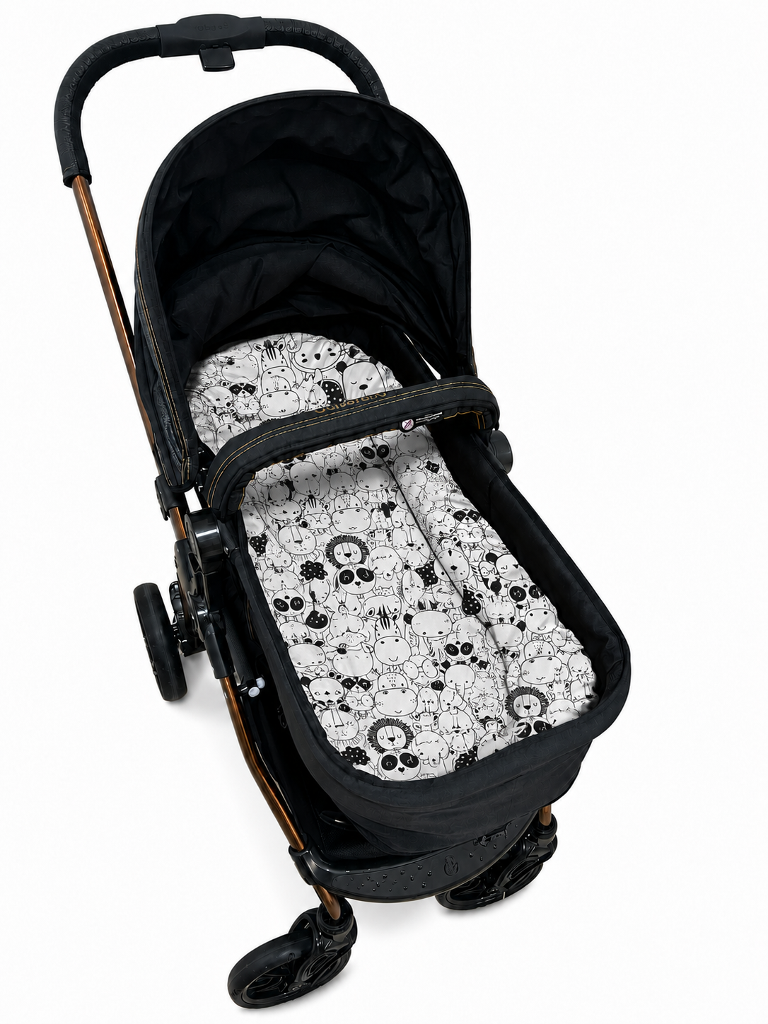Ninho Casulinho Premium para Carrinho Moisés Universal Safari Preto & Branco