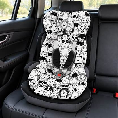 Capa Colchonete para Cadeira de Carro Dupla Face Safari Preto e Branco