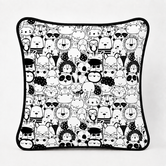 Almofada Decorativa 30cm x 30cm Safari Preto e Branco