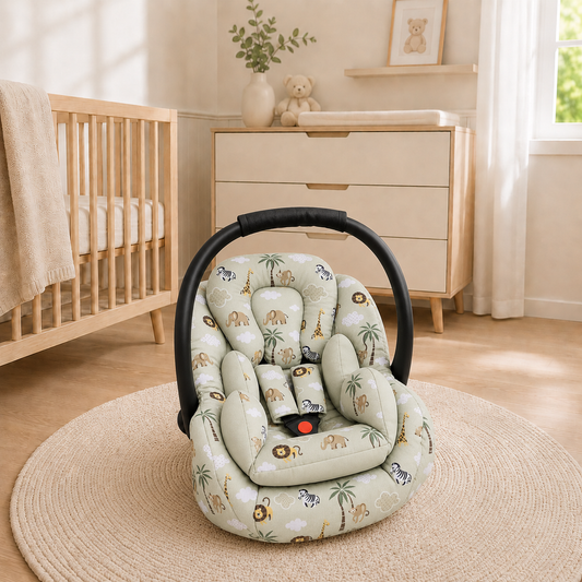 Kit para Bebê Conforto 3 Peças Dupla Face Safari Verde Verso Verde