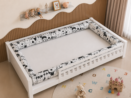 Kit Rolinhos 4 Peças para Cama Casal Safari Preto & Branco