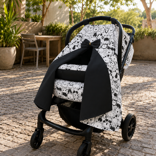 Capota para Bebê Conforto Tenda Dupla Face Safari Preto & Branco Verso Preto