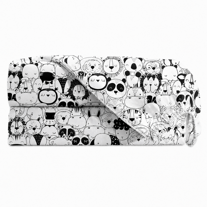 Lençol Estampado para Berço 100% Algodão Safari Preto & Branco