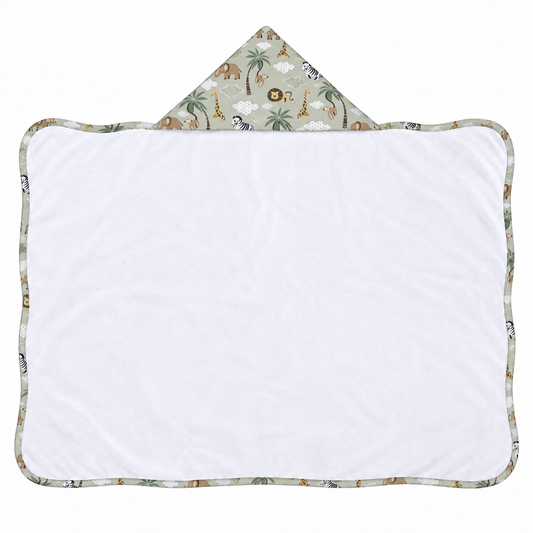Toalha de Banho com Capuz Forrada Plush Atoalhado Premium 1M x 70cm Safari Verde