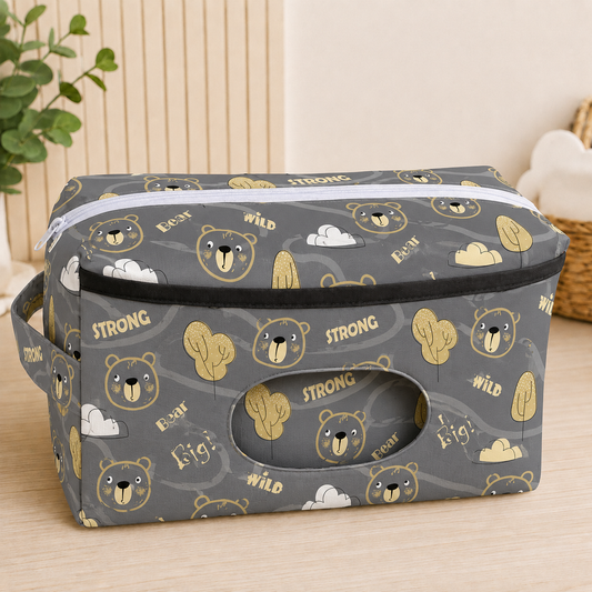 Necessaire Porta Fraldas e Lenço Umedecido 3 Compartimentos Urso Ted