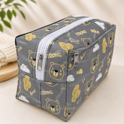 Necessaire Porta Fraldas e Lenço Umedecido 3 Compartimentos Urso Ted