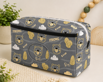 Necessaire Porta Fraldas e Lenço Umedecido 3 Compartimentos Urso Ted