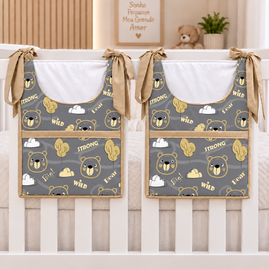 Porta Fraldas ou Porta Treco de Varal Urso Ted c/ Bege