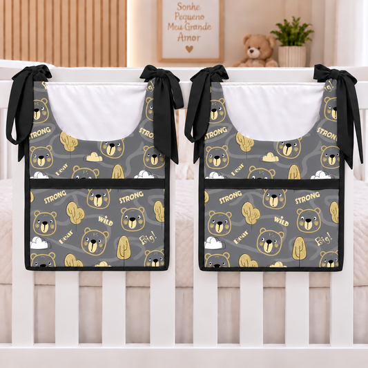 Porta Fraldas ou Porta Treco de Varal Urso Ted c/ Preto