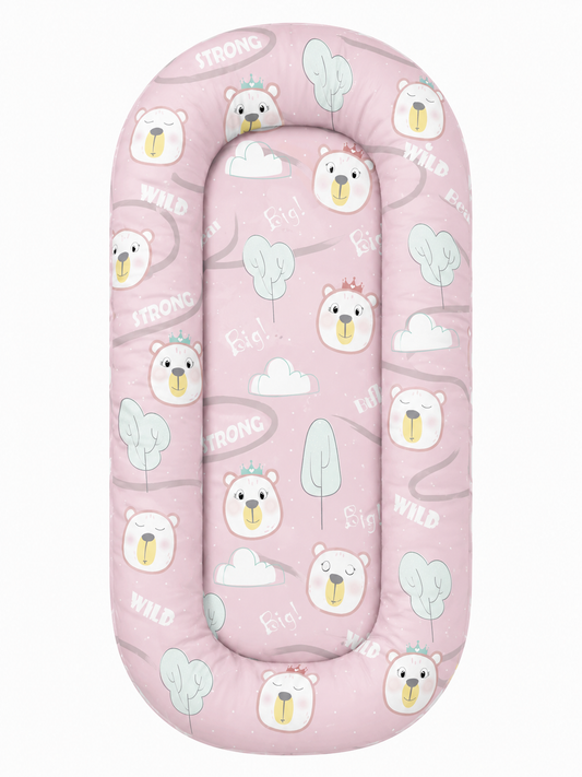 Fronha para Ninho Casulinho Premium para Carrinho Moisés Universal Ursa Rosa
