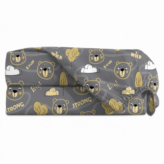 Lençol Estampado para Mini Berço 100% Algodão Urso Ted