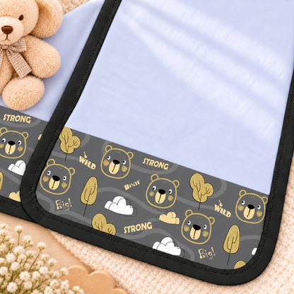 Toalha de Ombro Malha Dupla Penteada Urso Ted c/ Preto