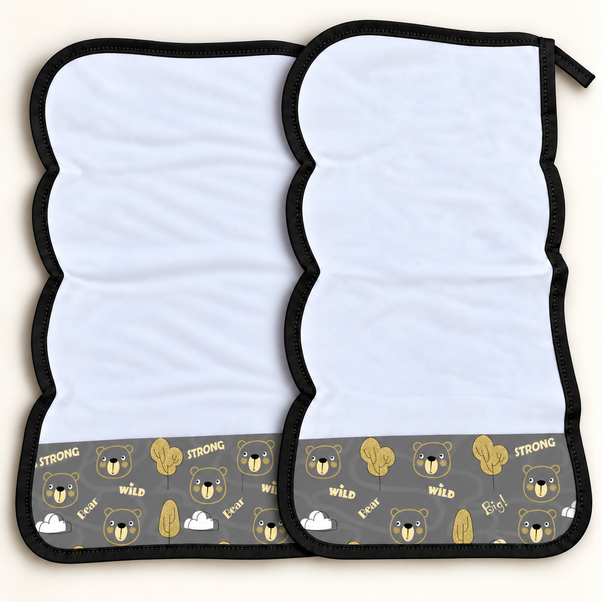 Toalha de Ombro Malha Dupla Penteada Urso Ted c/ Preto