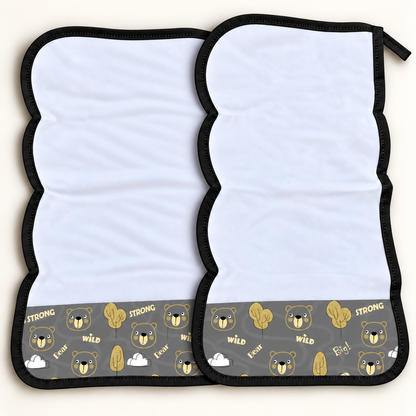 Toalha de Ombro Malha Dupla Penteada Urso Ted c/ Preto