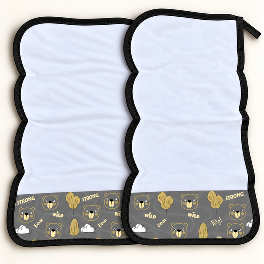 Toalha de Ombro Malha Dupla Penteada Urso Ted c/ Preto
