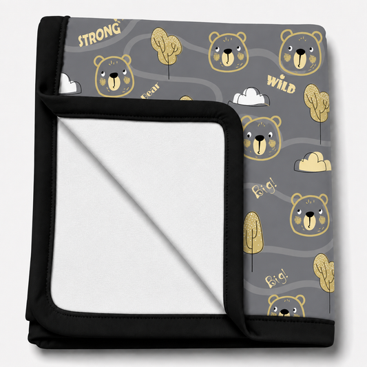 Manta Flanelada Soft Premium Dupla 90 x 70 cm Urso Ted c/ Preto
