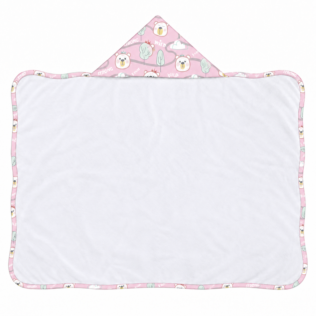 Toalha de Banho com Capuz Forrada Plush Atoalhado Premium 1M x 70cm Ursa Rosa