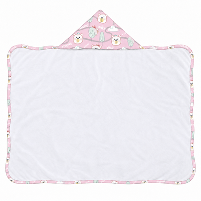 Toalha de Banho com Capuz Forrada Plush Atoalhado Premium 1M x 70cm Ursa Rosa