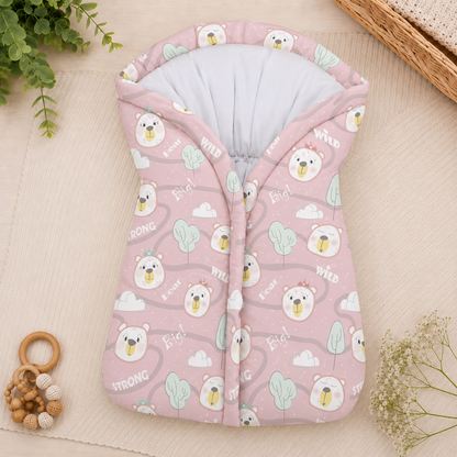 Saco Manta Porta Bebê Ursa Rosa