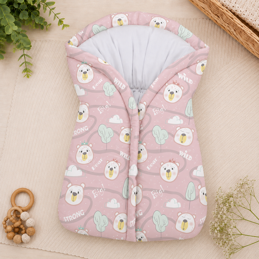 Saco Manta Porta Bebê Ursa Rosa