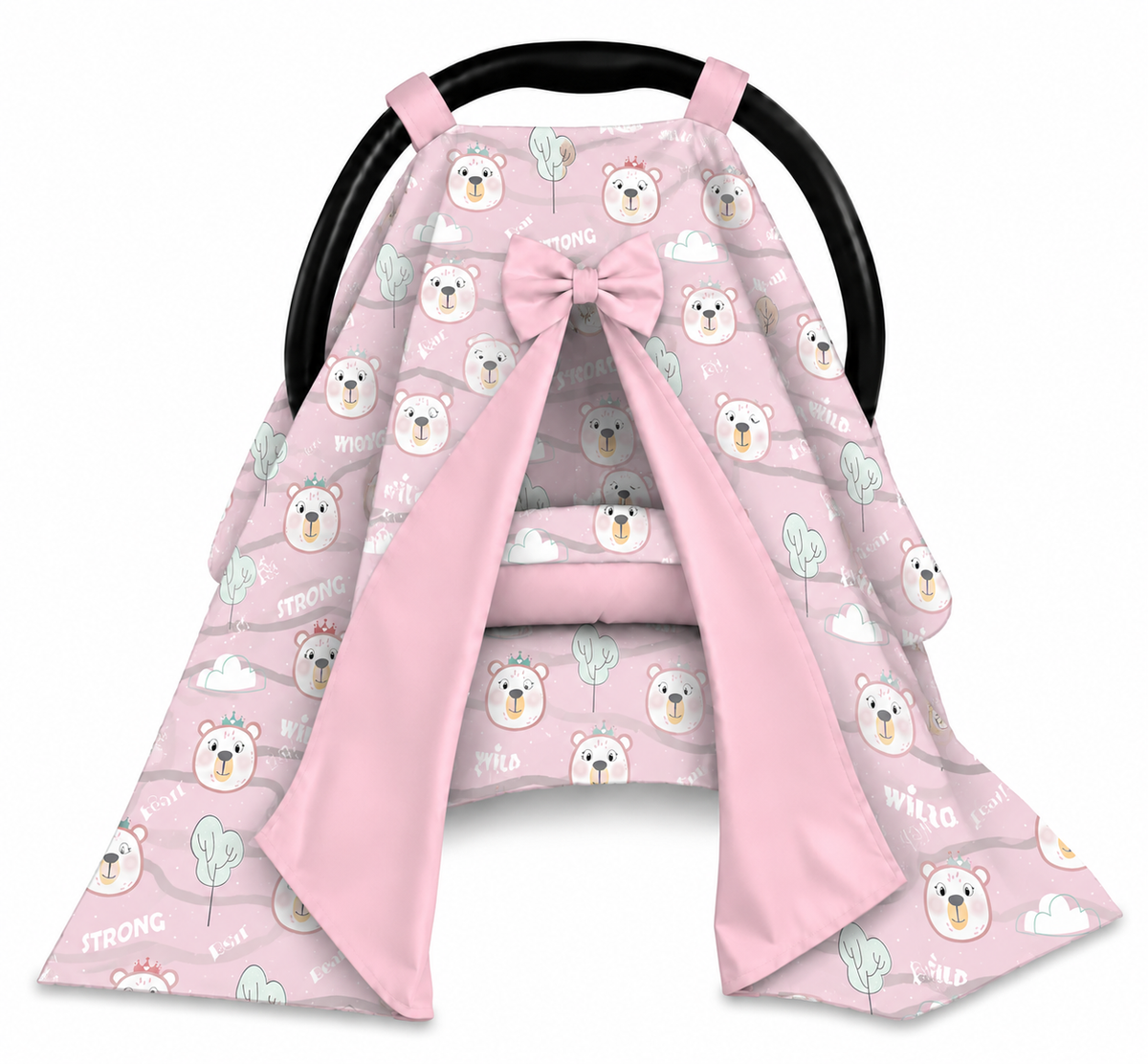 Capota para Bebê Conforto Tenda Dupla Face Ursa Rosa Verso Rosa