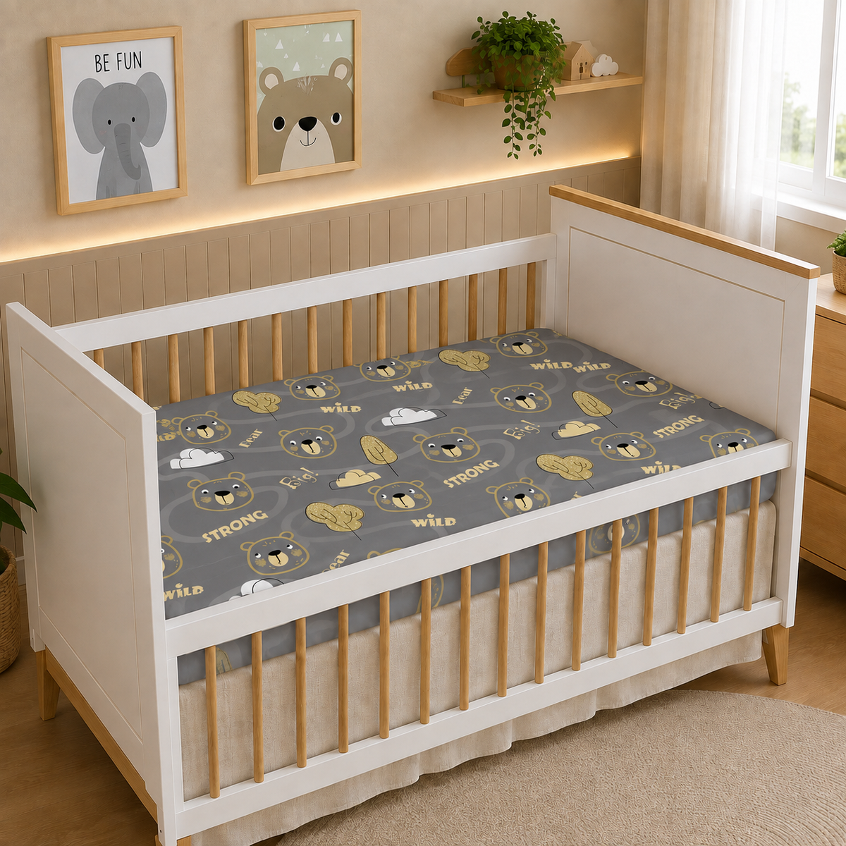 Lençol Estampado para Berço 100% Algodão Urso Ted