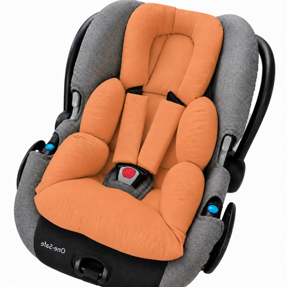 Kit Colchonetes 3 Peças para Carrinho & Bebê Conforto + Protetores de Cinto Terracota