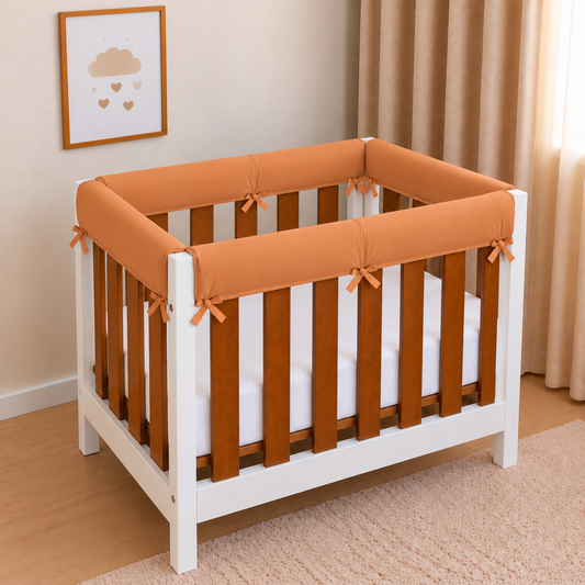 Protetor de Grade para Mini Berço Acolchoado 4 Peças Terracota