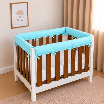 Protetor de Grade para Mini Berço Acolchoado 4 Peças Azul Turquesa