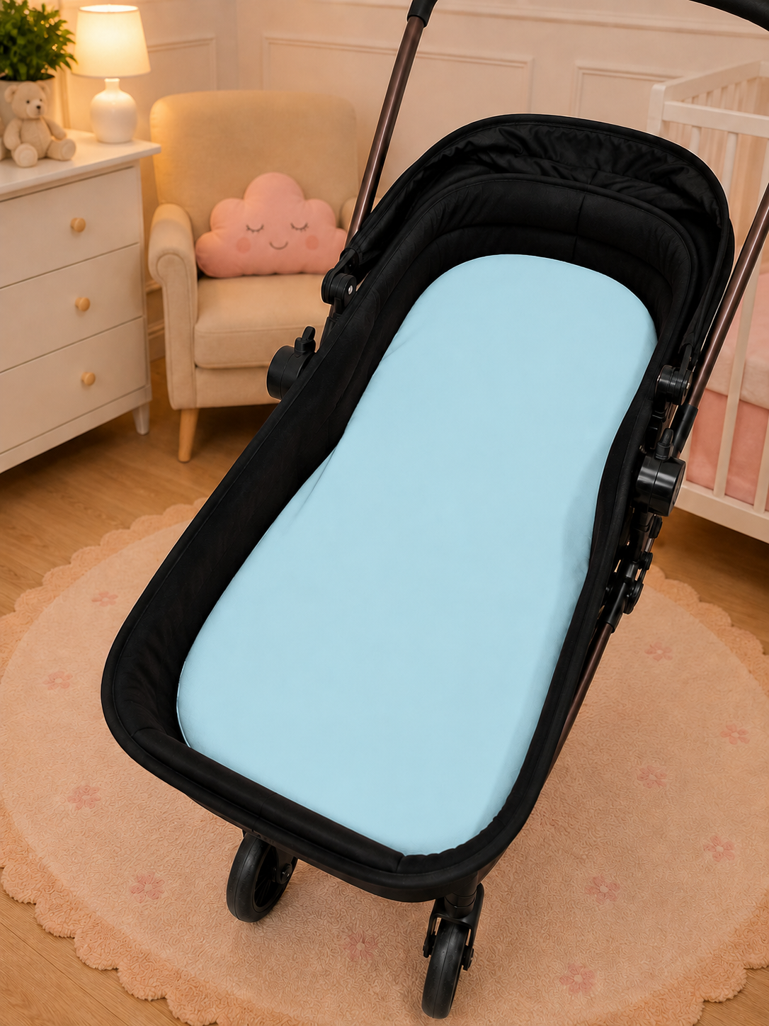 Colchão para Carrinho Moisés Premium 5cm Turquesa