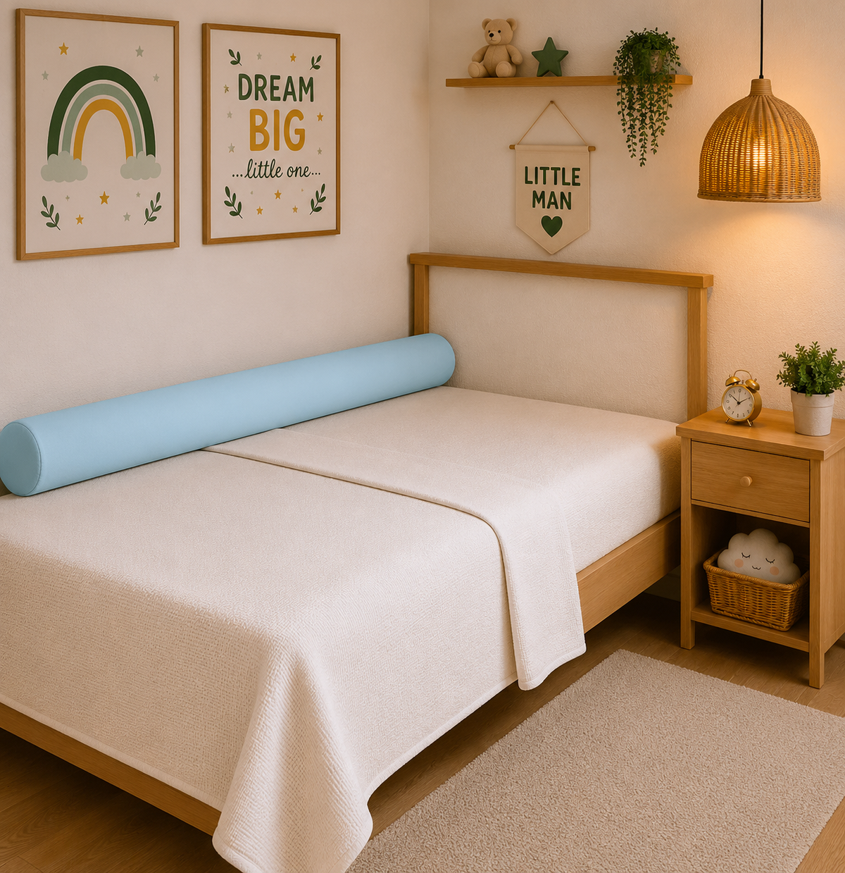 Rolinho Lateral para Cama Solteiro e Casal Azul Turquesa