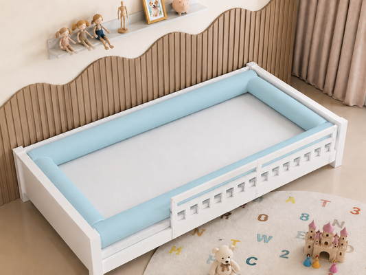 Kit Rolinhos 4 Peças para Cama Solteiro Azul Turquesa