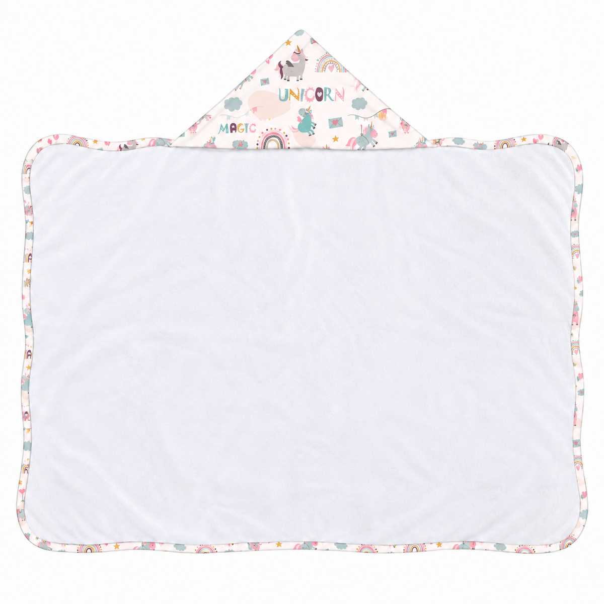 Toalha de Banho com Capuz Forrada Plush Atoalhado Premium 1M x 70cm Unicórnio