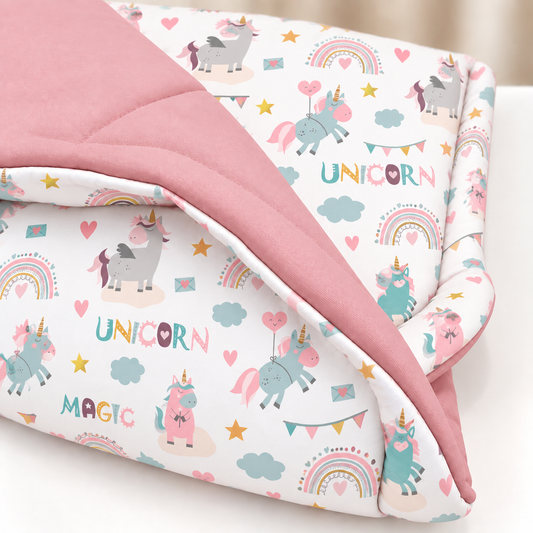 Edredom Estampado Dupla Face para Mini Berço Unicórnio
