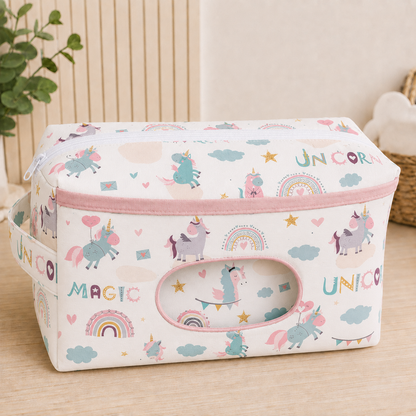 Necessaire Porta Fraldas e Lenço Umedecido 3 Compartimentos Unicórnio