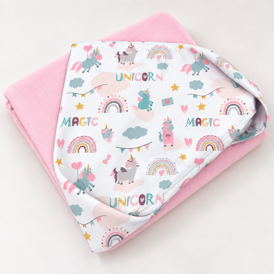 Toalha de Banho com Capuz Forrada Plush Atoalhado Premium 1M x 70cm Unicórnio