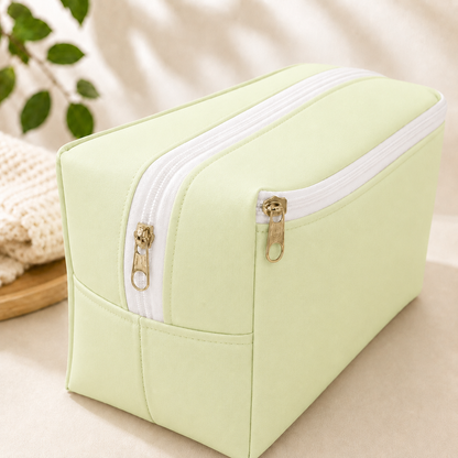Necessaire Porta Fraldas e Lenço Umedecido 3 Compartimentos Verde Claro