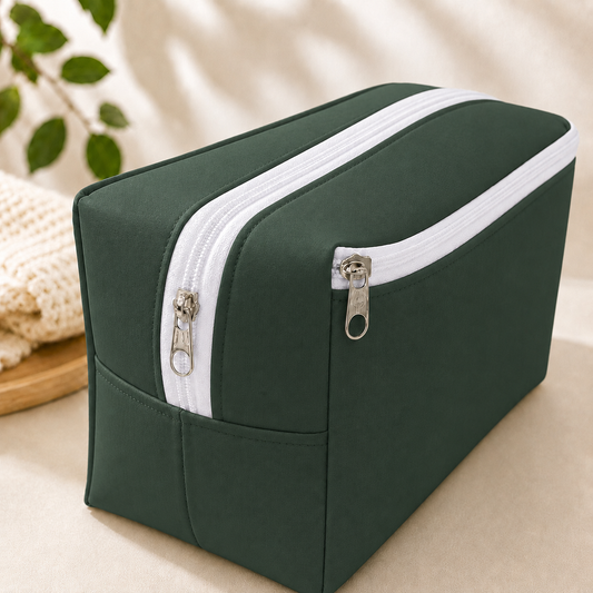 Necessaire Porta Fraldas e Lenço Umedecido 3 Compartimentos Verde Escuro