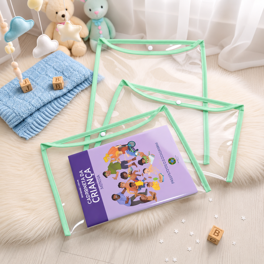 Kit com 3 Capas Organizadoras para Certidão e Documentos Verde Claro