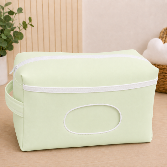 Necessaire Porta Fraldas e Lenço Umedecido 3 Compartimentos Verde Claro
