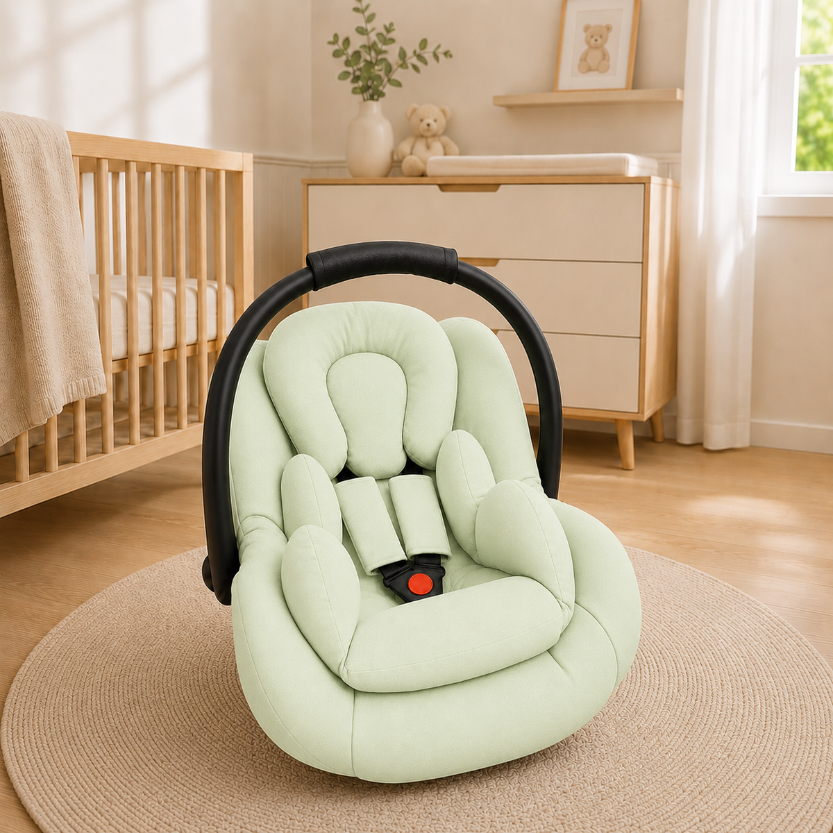 Kit para Bebê Conforto 3 Peças Dupla Face Verde Claro