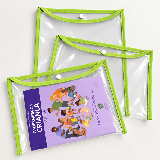 Kit com 3 Capas Organizadoras para Certidão e Documentos Verde Menta