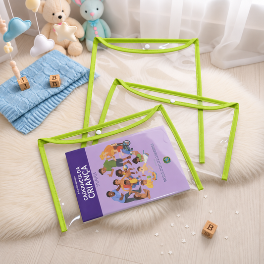 Kit com 3 Capas Organizadoras para Certidão e Documentos Verde Menta