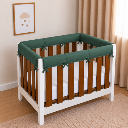 Protetor de Grade para Mini Berço Acolchoado 4 Peças Verde Escuro