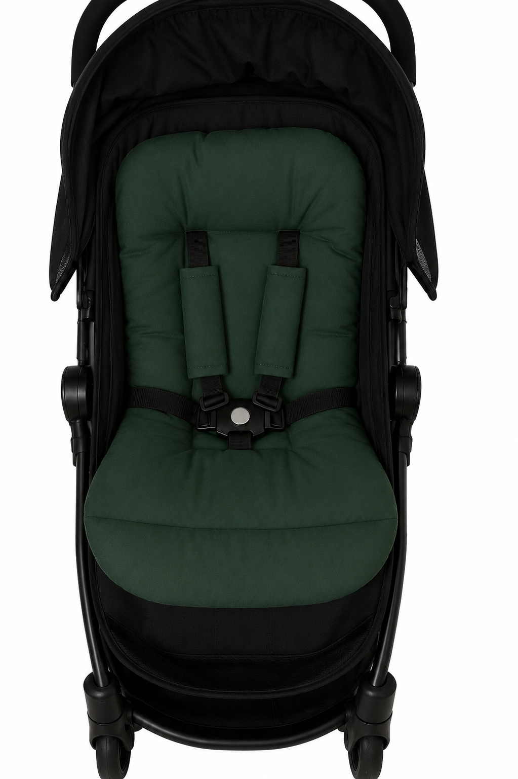 Kit Colchonetes 3 Peças para Carrinho & Bebê Conforto + Protetores de Cinto Verde Escuro