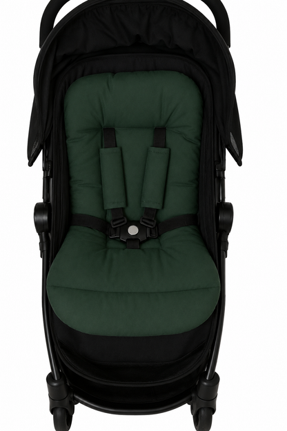 Kit Colchonetes 3 Peças para Carrinho & Bebê Conforto + Protetores de Cinto Verde Escuro