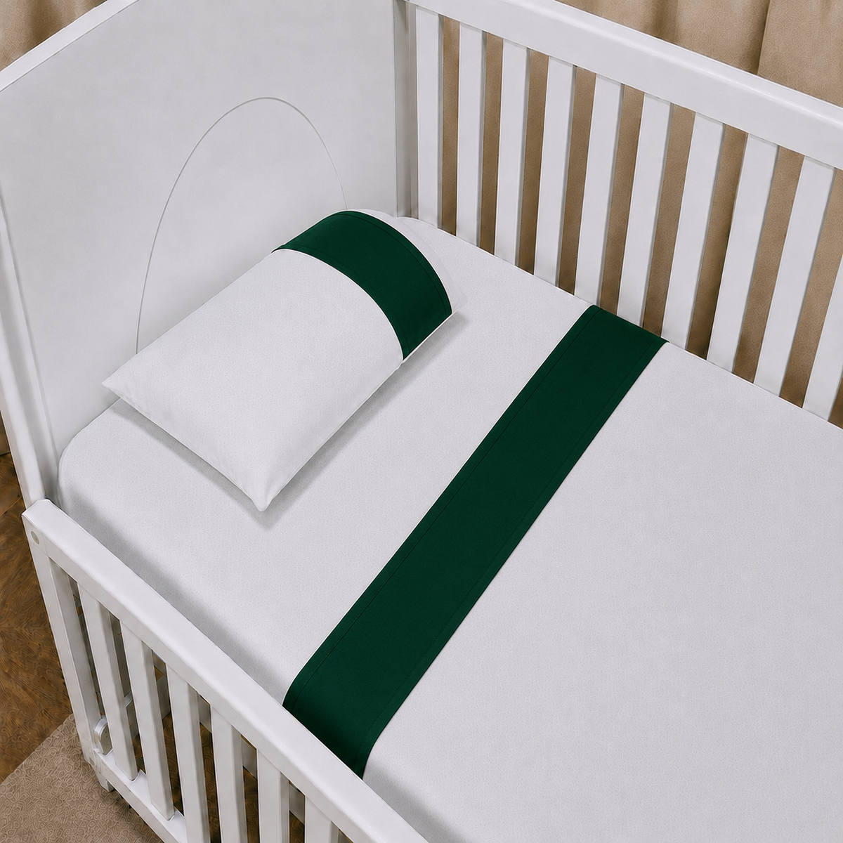 Jogo de Lençol para Berço Padrão 3 Peças Verde Escuro | Percal Premium