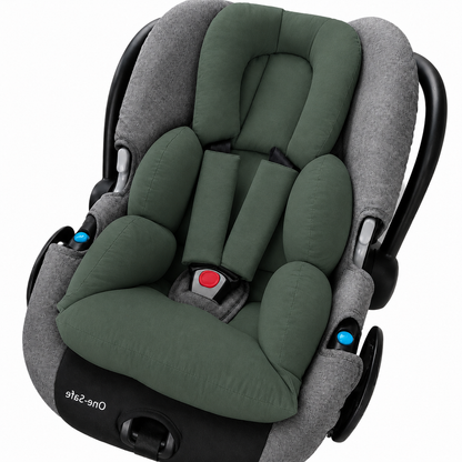 Kit Colchonetes 3 Peças para Carrinho & Bebê Conforto + Protetores de Cinto Verde Escuro