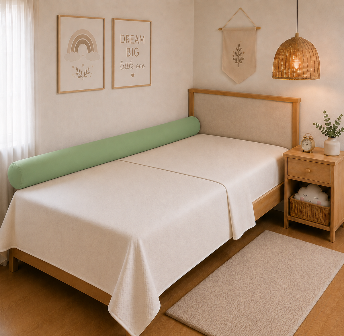 Rolinho Lateral para Cama Solteiro e Casal Verde Menta